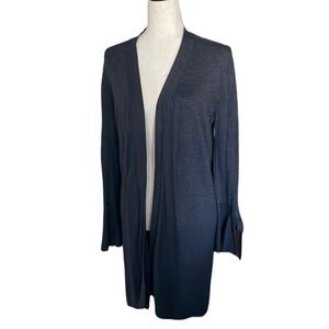 Loft Tie Cuff Open Cardigan Gray/Slate Blue S